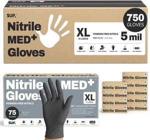 MED+ Black Nitrile Exam Gloves, 5 Mil Disposable Gloves Latex & Powder-Free Medical Food Safe Cooking Glove, 75 or 750 Ct MED+ Black Nitrile Exam Gloves, 5 Mil Disposable Gloves Latex & Powder-Free Medical Food Safe Cooking Glove, 75 or 750 Ct