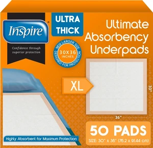 XL Super Absorbent Bed Pads for Chronic Incontinence 30 x 36 Ultra Thick 100 Grams | Bed Pads Disposable Adult Elderly Care | Chucks Disposable Underpads for Incontinence (50 Count) XL Super Absorbent Bed Pads for Chronic Incontinence 30 x 36 Ultra Thick 100 Grams | Bed Pads Disposable Adult Elderly Care | Chucks Disposable Underpads for Incontinence (50 Count)