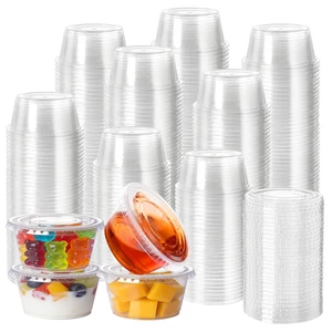 300PACK 2oz Plastic Portion Cups with Lids, Condiment, Jello Shot Cup Mini Cups for Portion Control, Salad Dressing Cups, Airtight and Stackable Sauce Cups for Party, Holiday and Daily Use 300PACK 2oz Plastic Portion Cups with Lids, Condiment, Jello Shot Cup Mini Cups for Portion Control, Salad Dressing Cups, Airtight and Stackable Sauce Cups for Party, Holiday and Daily Use