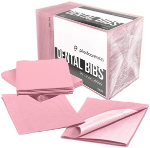 Pink Disposable Dental Bibs 13"x18" - 3 Ply Waterproof Tattoo Bib Sheet for Patients - Dentist or Medical Tray Cover and Nail Table Cover Supplies Pink Disposable Dental Bibs 13"x18" - 3 Ply Waterproof Tattoo Bib Sheet for Patients - Dentist or Medical Tray Cover and Nail Table Cover Supplies