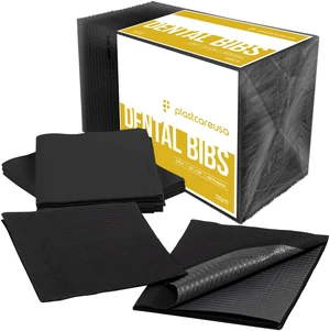 Disposable Dental Bibs 13"x18" - 3 Ply Waterproof Tattoo Bib Sheet for Patients - Dentist or Medical Tray Cover and Nail Table Cover Supplies, Black Disposable Dental Bibs 13"x18" - 3 Ply Waterproof Tattoo Bib Sheet for Patients - Dentist or Medical Tray Cover and Nail Table Cover Supplies, Black