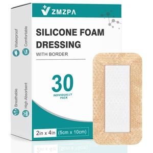 30 Pcs Silicone Foam Dressing 2x4 Gentle Border, Super Absorbent Wound Dressing, Bed Sore Patches, Waterproof Silicone Bandages for Wounds Care, Self Adhesive Pressure Sore Pads 30 Pcs Silicone Foam Dressing 2x4 Gentle Border, Super Absorbent Wound Dressing, Bed Sore Patches, Waterproof Silicone Bandages for Wounds Care, Self Adhesive Pressure Sore Pads