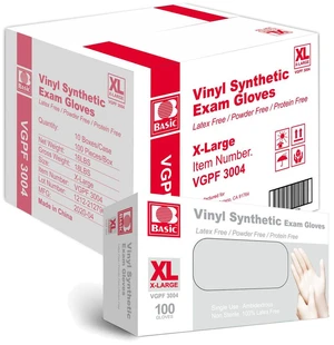Medical Clear Vinyl Exam Gloves - Latex-Free & Powder-Free - VGPF-3004 (Case of 1,000), Xtra Large Medical Clear Vinyl Exam Gloves - Latex-Free & Powder-Free - VGPF-3004 (Case of 1,000), Xtra Large