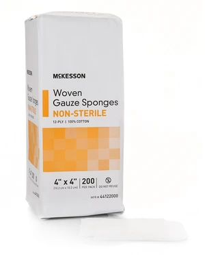 Woven Gauze Sponges, Non-Sterile, Cotton, 4 x 4 in 100% Cotton Woven Gauze Sponges, Non-Sterile, Cotton, 4 x 4 in 100% Cotton