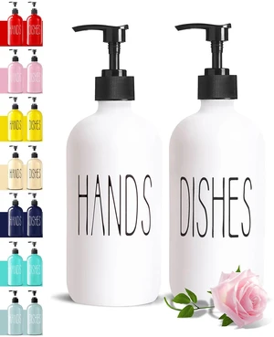 16 Oz Glass Soap Dispenser Set 2 Pack for Kitchen Sink,Contains Hand and Dish Soap Dispenser,White Kitchen Utensils 16 Oz Glass Soap Dispenser Set 2 Pack for Kitchen Sink,Contains Hand and Dish Soap Dispenser,White Kitchen Utensils