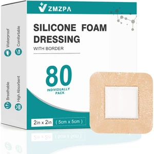 80 Pcs Silicone Foam Dressing 2x2 Gentle Border, Waterproof Silicone Bandages for Wounds Care, Bed Sore Patches, Super Absorbent Wound Dressing, Self Adhesive Pressure Sore Pads 80 Pcs Silicone Foam Dressing 2x2 Gentle Border, Waterproof Silicone Bandages for Wounds Care, Bed Sore Patches, Super Absorbent Wound Dressing, Self Adhesive Pressure Sore Pads