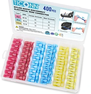 400 Pcs Nylon Spade Connector Kit, Insulated Crimp Wire Connectors Corrosion Resistant Thick Tinned Copper Terminals, Nylon Insulated, Color-Coded Identification, Auto Electrical Projects 400 Pcs Nylon Spade Connector Kit, Insulated Crimp Wire Connectors Corrosion Resistant Thick Tinned Copper Terminals, Nylon Insulated, Color-Coded Identification, Auto Electrical Projects