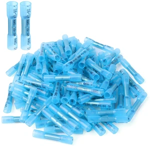 500PCS Blue Heat Shrink Butt Wire Connectors 16-14 AWG, Insulated Waterproof Electrical Wire Connectors Automotive Marine Grade Wire Crimp Terminals Butt Splices, Ideal for Boat, Truck 500PCS Blue Heat Shrink Butt Wire Connectors 16-14 AWG, Insulated Waterproof Electrical Wire Connectors Automotive Marine Grade Wire Crimp Terminals Butt Splices, Ideal for Boat, Truck