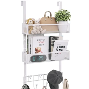 Over The Door Hooks Organizer - 3 Tier Door Hanger with 9 Coat Hooks & 2 Mesh Basket, Back Storage Organizer Hanging Towels for Bathroom, Bedroom, White Over The Door Hooks Organizer - 3 Tier Door Hanger with 9 Coat Hooks & 2 Mesh Basket, Back Storage Organizer Hanging Towels for Bathroom, Bedroom, White