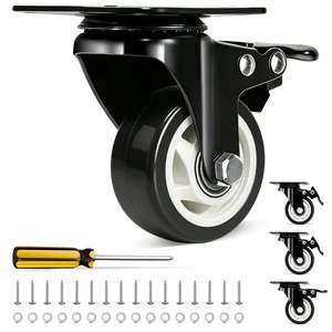 3 Inch Caster Wheels with Brake, Swivel,Heavy Duty, Silent, Set of 4 Easy to Install, Efficient operation, convenient braking,Silent, Floor friendly,Widely Applied for Cart,Furniture,Workbench 3 Inch Caster Wheels with Brake, Swivel,Heavy Duty, Silent, Set of 4 Easy to Install, Efficient operation, convenient braking,Silent, Floor friendly,Widely Applied for Cart,Furniture,Workbench
