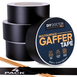 Strong Adhesive Gaffer Tape 2 Inch x 30 Yards Black Matte Cloth - 4 Pack No Residue · Non-Reflective · For stage, floor and cable management, Pro Strong Adhesive Gaffer Tape 2 Inch x 30 Yards Black Matte Cloth - 4 Pack No Residue · Non-Reflective · For stage, floor and cable management, Pro