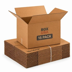 Medium Moving Boxes 18"L x 14"W x 12"H 15-Pack - Corrugated Cardboard for Shipping, Mailing, Packing, Packaging and Storage Medium Moving Boxes 18"L x 14"W x 12"H 15-Pack - Corrugated Cardboard for Shipping, Mailing, Packing, Packaging and Storage
