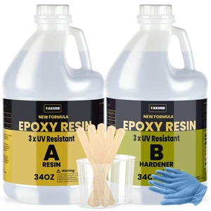 68OZ 3X UV Resistant Crystal Clear Epoxy Resin Kit, 1:1 High Gloss Non-Yellowing Formula, Bubble-Free, Self-Leveling, Art, Crafts, Jewelry, Casting, Coating and Tabletop Projects 68OZ 3X UV Resistant Crystal Clear Epoxy Resin Kit, 1:1 High Gloss Non-Yellowing Formula, Bubble-Free, Self-Leveling, Art, Crafts, Jewelry, Casting, Coating and Tabletop Projects