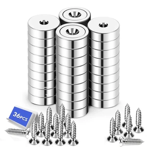 Strong Magnets Heavy Duty Screw On Neodymium 30LBS Magnet 36 Pack Rare Earth With Screw Hole Door Catch Adhesive Magnetic Locker Cabinet Round Wall Cruise Cabins Disc Mounting Fridge Silver Strong Magnets Heavy Duty Screw On Neodymium 30LBS Magnet 36 Pack Rare Earth With Screw Hole Door Catch Adhesive Magnetic Locker Cabinet Round Wall Cruise Cabins Disc Mounting Fridge Silver