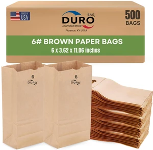 18406 6# Brown Paper Lunch Bags, 6 x 3.62 x 11.06 Inches, 500 Ct Made In USA | Disposable Paper Lunch Bags Ideal for Sandwiches, Treats, & Snacks 18406 6# Brown Paper Lunch Bags, 6 x 3.62 x 11.06 Inches, 500 Ct Made In USA | Disposable Paper Lunch Bags Ideal for Sandwiches, Treats, & Snacks