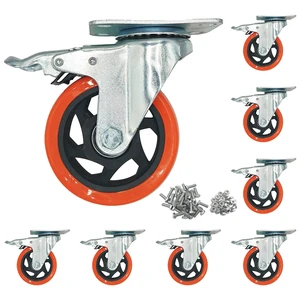 Htudcue 8 Pack 4 Inch Heavy Duty Casters, 2200 lbs Load Per Set of 4, Orange Swivel Plate Casters with Lock Brakes for Garage Workshops & Storage Shelves Htudcue 8 Pack 4 Inch Heavy Duty Casters, 2200 lbs Load Per Set of 4, Orange Swivel Plate Casters with Lock Brakes for Garage Workshops & Storage Shelves