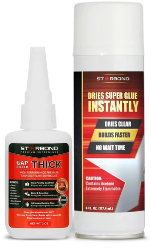 2 oz Thick CA Glue with 6 oz Aerosol Activator Bundle Premium Cyanoacrylate Super Glue for Mitre Joint Bonding, Woodworking, Carpentry, Archery Fletching 2 oz Thick CA Glue with 6 oz Aerosol Activator Bundle Premium Cyanoacrylate Super Glue for Mitre Joint Bonding, Woodworking, Carpentry, Archery Fletching
