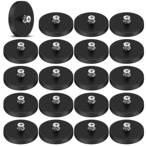 Rubber Coated Magnets, 20 Pack Magnetic Mount Base with M5 Studs Strong Round Magnetic License Plate Holder 30LBS Neodymium Magnet Threaded Heavy Duty for Light Bar, Mirror, Camera, Wall Rubber Coated Magnets, 20 Pack Magnetic Mount Base with M5 Studs Strong Round Magnetic License Plate Holder 30LBS Neodymium Magnet Threaded Heavy Duty for Light Bar, Mirror, Camera, Wall