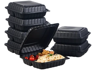 9X9 3-Compartment 50-Pack Plastic Clamshell Takeout Food Trays Heavy Duty Togo Disposable Box For Pasta Salad Sandwich Carryout Hinged Containers With Secure Snap Lid 9X9 3-Compartment 50-Pack Plastic Clamshell Takeout Food Trays Heavy Duty Togo Disposable Box For Pasta Salad Sandwich Carryout Hinged Containers With Secure Snap Lid