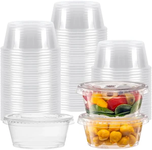 100 Sets 3.25 oz Plastic Disposable Portion Cups with Lids, Souffle Cups, Jello Cups, Snack Cups 100 Sets 3.25 oz Plastic Disposable Portion Cups with Lids, Souffle Cups, Jello Cups, Snack Cups
