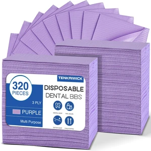 320 Pack Disposable Dental Bibs 13"x18", 3-Ply Waterproof Tattoo Bibs Sheet for Nail Salon, Dental Clinic, Feeding, Tattoo Shop (Purple) 320 Pack Disposable Dental Bibs 13"x18", 3-Ply Waterproof Tattoo Bibs Sheet for Nail Salon, Dental Clinic, Feeding, Tattoo Shop (Purple)
