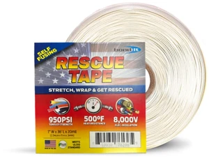 Rescue Tape, Self-Fusing Silicone Repair Tape, 1 in x 36 ft, Clear Self-Fusing Silicone Tape, Waterproof Seal, Leak Repair, Heat Resistant, Electrical Insulation Rescue Tape, Self-Fusing Silicone Repair Tape, 1 in x 36 ft, Clear Self-Fusing Silicone Tape, Waterproof Seal, Leak Repair, Heat Resistant, Electrical Insulation