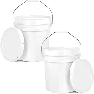5-Gallon White Bucket Pail Container with Lid | Food Grade | Heavy-Duty Approx 90 MIL Extra Durable | Metal Handles with Plastic Grip | Multi-Use | Easy Stack and Store | BPA Free - 2 Pack 5-Gallon White Bucket Pail Container with Lid | Food Grade | Heavy-Duty Approx 90 MIL Extra Durable | Metal Handles with Plastic Grip | Multi-Use | Easy Stack and Store | BPA Free - 2 Pack