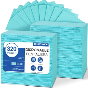 320 Pack Disposable Dental Bibs 13"x18", 3-Ply Waterproof Tattoo Bibs Sheet for Nail Salon, Dental Clinic, Feeding, Tattoo Shop (Blue) 320 Pack Disposable Dental Bibs 13"x18", 3-Ply Waterproof Tattoo Bibs Sheet for Nail Salon, Dental Clinic, Feeding, Tattoo Shop (Blue)