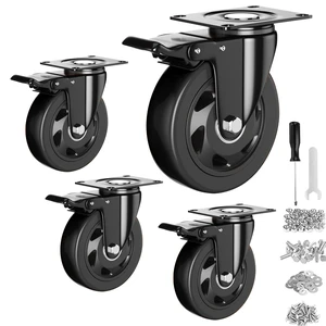 3 Inch Caster Wheels Heavy Duty with Brake, Casters Set of 4 Polyurethane, Dual Lock Industrial Swivel Plate Mount for Furniture/ Workbench/Cart, Hardware Kits for Installation 3 Inch Caster Wheels Heavy Duty with Brake, Casters Set of 4 Polyurethane, Dual Lock Industrial Swivel Plate Mount for Furniture/ Workbench/Cart, Hardware Kits for Installation