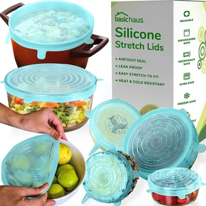 Reusable Silicone Stretch Lids for Food Storage in Fridge - Elastic Heat-Resistant Bowl Covers, Cups, Cans, Jars - Universal Food Grade Lid for Containers - 7 Pack - Light Green Stretchy Lid Set Reusable Silicone Stretch Lids for Food Storage in Fridge - Elastic Heat-Resistant Bowl Covers, Cups, Cans, Jars - Universal Food Grade Lid for Containers - 7 Pack - Light Green Stretchy Lid Set