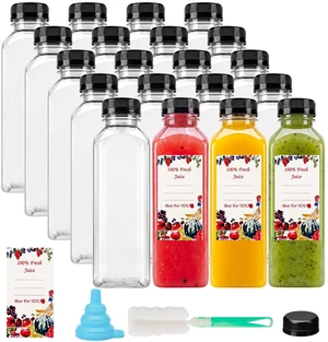 20pcs 16oz Juice Bottles, Plastic Juicing Bottles with Caps Clear Drink Containers with Lids for Drinking, Smoothie and Other Beverages 20pcs 16oz Juice Bottles, Plastic Juicing Bottles with Caps Clear Drink Containers with Lids for Drinking, Smoothie and Other Beverages