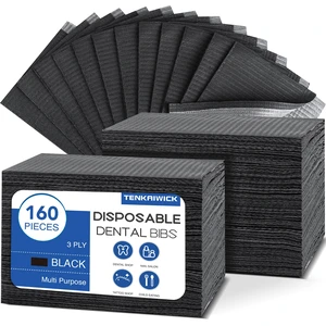 160 Pack Disposable Dental Bibs 13"x18", 3-Ply Black Dental Bibs,Waterproof Tattoo Bibs Sheet for Nail Salon, Dental Clinic, Feeding, Tattoo Shop (Black) 160 Pack Disposable Dental Bibs 13"x18", 3-Ply Black Dental Bibs,Waterproof Tattoo Bibs Sheet for Nail Salon, Dental Clinic, Feeding, Tattoo Shop (Black)