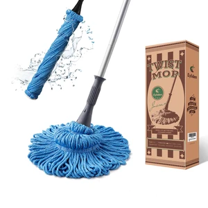 Mop with 2 Reusable Microfiber Heads, Easy Wringing Twist Mop 57.5 inch Long Handle, Wet Mops for Floor Cleaning, Commercial Household Clean Hardwood, Vinyl, Tile and More Mop with 2 Reusable Microfiber Heads, Easy Wringing Twist Mop 57.5 inch Long Handle, Wet Mops for Floor Cleaning, Commercial Household Clean Hardwood, Vinyl, Tile and More