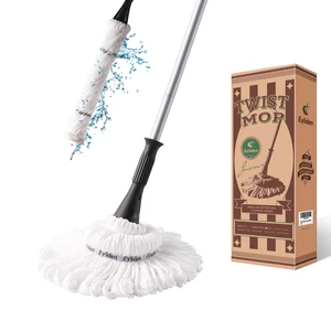 Mop with 2 Reusable Microfiber Heads, Easy Wringing Twist Mop 57.5 inch Long Handle, Wet Mops for Floor Cleaning, Commercial Household Clean Hardwood, Vinyl, Tile and More, White Mop with 2 Reusable Microfiber Heads, Easy Wringing Twist Mop 57.5 inch Long Handle, Wet Mops for Floor Cleaning, Commercial Household Clean Hardwood, Vinyl, Tile and More, White