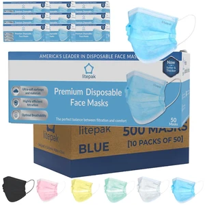 500pcs Premium Disposable Face Mask SOFT 3ply Nose Wire 500pcs Premium Disposable Face Mask SOFT 3ply Nose Wire