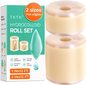 Hydrocolloid Roll 2 Sizes, Cut-to-Fit Bandages for Pimple & Wounds 2in x 12ft + 1in x 12ft Pimple Patch Roll Value Pack, Long-Lasting, for Acne & Wounds, Easy-Peel, Waterproof, No Additives Hydrocolloid Roll 2 Sizes, Cut-to-Fit Bandages for Pimple & Wounds 2in x 12ft + 1in x 12ft Pimple Patch Roll Value Pack, Long-Lasting, for Acne & Wounds, Easy-Peel, Waterproof, No Additives
