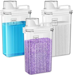 94oz Laundry Detergent Dispenser Container,Laundry Soap Dispenser,3 Pack Fabric Softener Dispenser,Liquid Laundry Detergent Organizer for Laundry Room Organization 94oz Laundry Detergent Dispenser Container,Laundry Soap Dispenser,3 Pack Fabric Softener Dispenser,Liquid Laundry Detergent Organizer for Laundry Room Organization