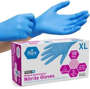 Medpride Medical Examination Nitrile Gloves, X-Large, Blue, Latex/Powder-Free, Non-Sterile, 180 Count Medpride Medical Examination Nitrile Gloves, X-Large, Blue, Latex/Powder-Free, Non-Sterile, 180 Count
