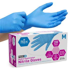Medpride Medical Examination Nitrile Gloves| Medium Box of 200| Blue, Latex/Powder-Free, Non-Sterile Exam Gloves| Professional Grade for Hospitals, Law Enforcement, Tattoo Artists, First Response Medpride Medical Examination Nitrile Gloves| Medium Box of 200| Blue, Latex/Powder-Free, Non-Sterile Exam Gloves| Professional Grade for Hospitals, Law Enforcement, Tattoo Artists, First Response