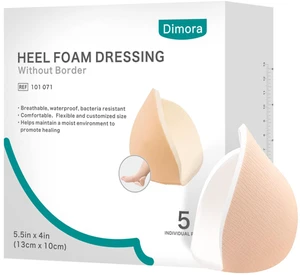 Heel Foam Dressing, Non-Adhesive Hydrophilic Pads, Highly Absorbent 5.5 x 4 in Pack of 5 Waterproof Dressing for Wound Care Heel Foam Dressing, Non-Adhesive Hydrophilic Pads, Highly Absorbent 5.5 x 4 in Pack of 5 Waterproof Dressing for Wound Care
