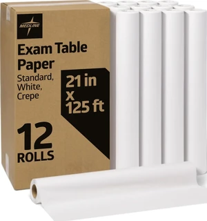 Medical Exam Table Paper, Crepe Table Paper, 21 inches x 125 feet, Case of 12 Rolls Medical Exam Table Paper, Crepe Table Paper, 21 inches x 125 feet, Case of 12 Rolls
