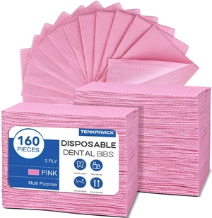 160 Pack Disposable Dental Bibs 13"x18", 3-Ply Waterproof Tattoo Bibs Sheet for Nail Salon, Dental Clinic, Feeding, Tattoo Shop (Pink) 160 Pack Disposable Dental Bibs 13"x18", 3-Ply Waterproof Tattoo Bibs Sheet for Nail Salon, Dental Clinic, Feeding, Tattoo Shop (Pink)