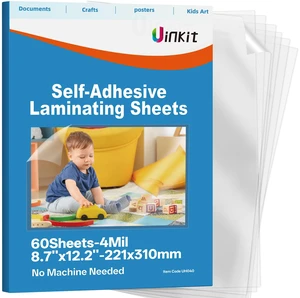 4mil Thicker Self-Adhesive Laminating Sheets Against Spills Surface 60Pack Letter Size 8.5x11" Dry-Erase Friendly for Reusable Documents, Kids Art, Posters & Crafts No Heat Needed 4mil Thicker Self-Adhesive Laminating Sheets Against Spills Surface 60Pack Letter Size 8.5x11" Dry-Erase Friendly for Reusable Documents, Kids Art, Posters & Crafts No Heat Needed