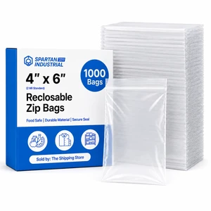 4 X 6 (1000 Count) 2 Mil Clear Reclosable Zip Plastic Poly Bags with Resealable Lock Seal Zipper 4 X 6 (1000 Count) 2 Mil Clear Reclosable Zip Plastic Poly Bags with Resealable Lock Seal Zipper