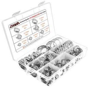 Stainless Steel Hose Clamp Assortment Kit- 60 Pieces, Adjustable 1/4''- 1-1/2'' (6-38mm) Worm Gear Metal Fuel Line Clamp for Plumbing, Automotive And Mechanical Applications Stainless Steel Hose Clamp Assortment Kit- 60 Pieces, Adjustable 1/4''- 1-1/2'' (6-38mm) Worm Gear Metal Fuel Line Clamp for Plumbing, Automotive And Mechanical Applications