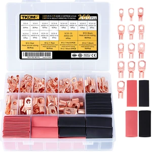 260Pcs Copper Wire Lugs AWG2 4 6 8 10 12 with Heat Shrink Set, 120Pcs Battery Cable Lugs Battery Cable Ends Ring Terminals Connectors with 140Pcs Heat Shrink Tubing Assortment Kit 260Pcs Copper Wire Lugs AWG2 4 6 8 10 12 with Heat Shrink Set, 120Pcs Battery Cable Lugs Battery Cable Ends Ring Terminals Connectors with 140Pcs Heat Shrink Tubing Assortment Kit