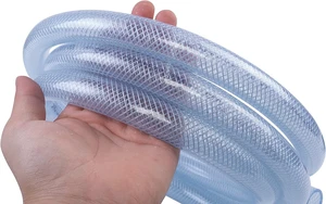 High Pressure Braided Clear Flexible PVC Tubing 1/2" ID, 50ft High Pressure Braided Clear Flexible PVC Tubing 1/2" ID, 50ft
