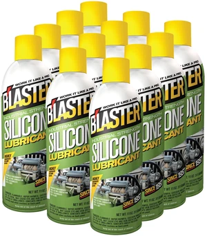 BLaster Silicone Lubricant Spray, 11 oz Aerosol Cans (12-Pack) Silicone Spray Lubricant for Rubber & Plastic, Garage Door & Window Track Lubricant, Clean Non-Greasy Finish BLaster Silicone Lubricant Spray, 11 oz Aerosol Cans (12-Pack) Silicone Spray Lubricant for Rubber & Plastic, Garage Door & Window Track Lubricant, Clean Non-Greasy Finish