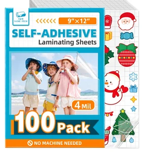 Self Adhesive Laminating Sheets 100 Pack, 9x12'', No Heat Laminating Sheets 4Mil No Machine Needed Instant Self Sealing Laminating Sheets-Dry Erase-Lasting Protection for Home and Office Self Adhesive Laminating Sheets 100 Pack, 9x12'', No Heat Laminating Sheets 4Mil No Machine Needed Instant Self Sealing Laminating Sheets-Dry Erase-Lasting Protection for Home and Office