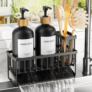 Kitchen Dish Soap Dispenser Set with 2 Pack 16.9oz Amber Glass Bottle and Sponge Holder, Dish Soap Dispensers with Adjustable Sponge Holder, Vintage Hand and Dish Soap Dispensers Set Kitchen Dish Soap Dispenser Set with 2 Pack 16.9oz Amber Glass Bottle and Sponge Holder, Dish Soap Dispensers with Adjustable Sponge Holder, Vintage Hand and Dish Soap Dispensers Set
